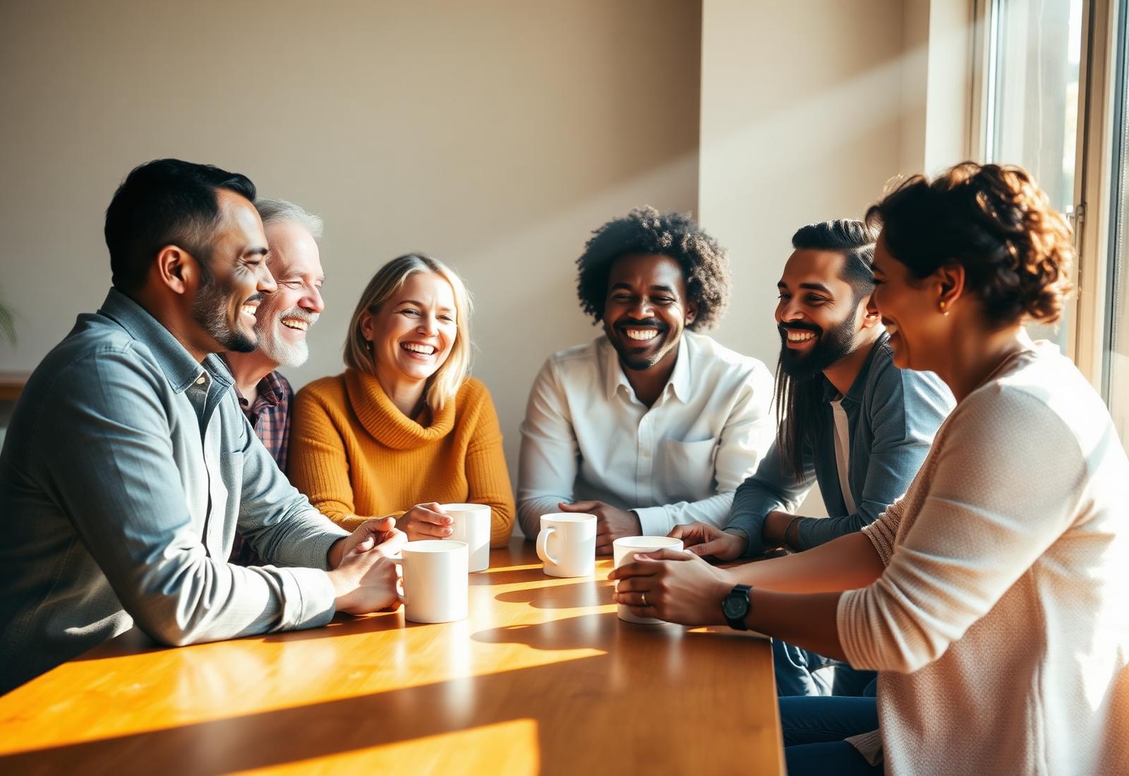 Des personnes réunies autour d’une table partagent un moment de conversation