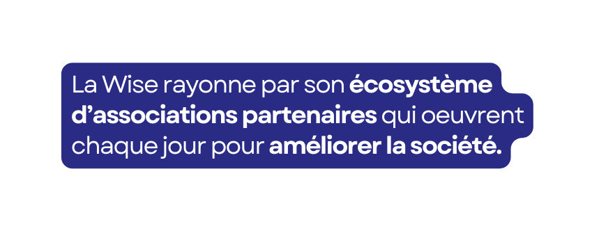 La Wise rayonne par son écosystème d associations partenaires qui oeuvrent chaque jour pour améliorer la société